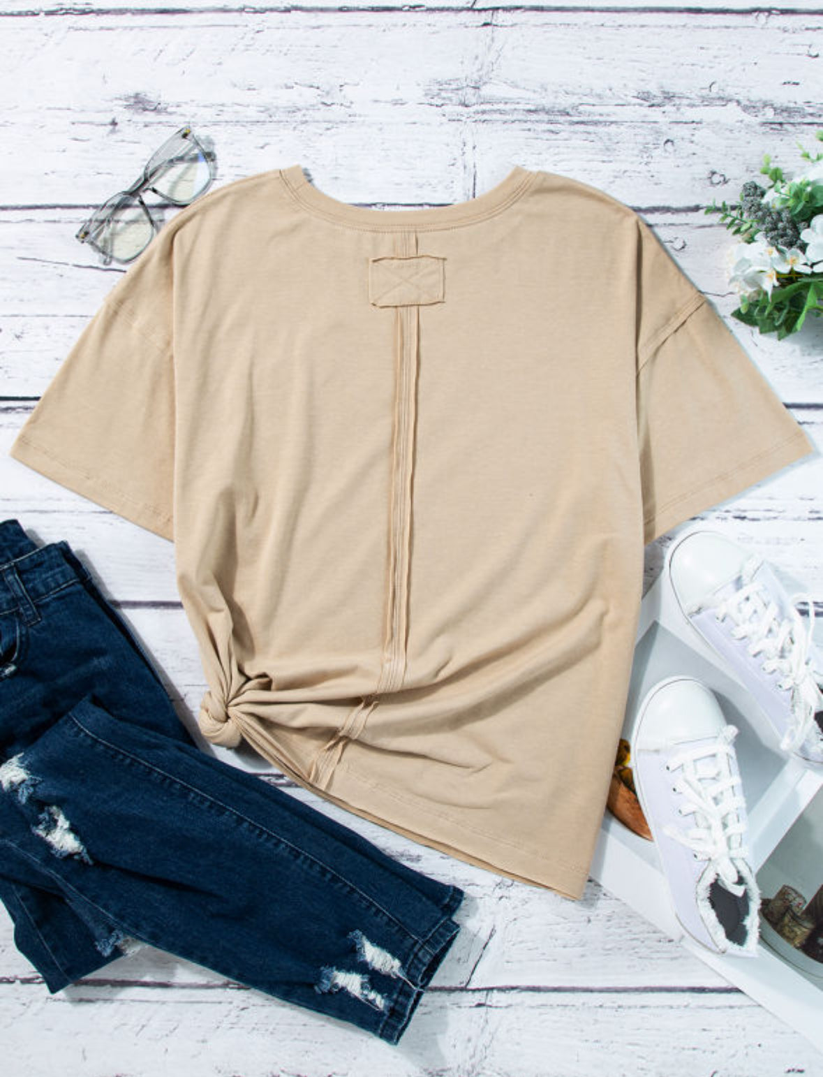 Not So Basic - tan boyfriend tee