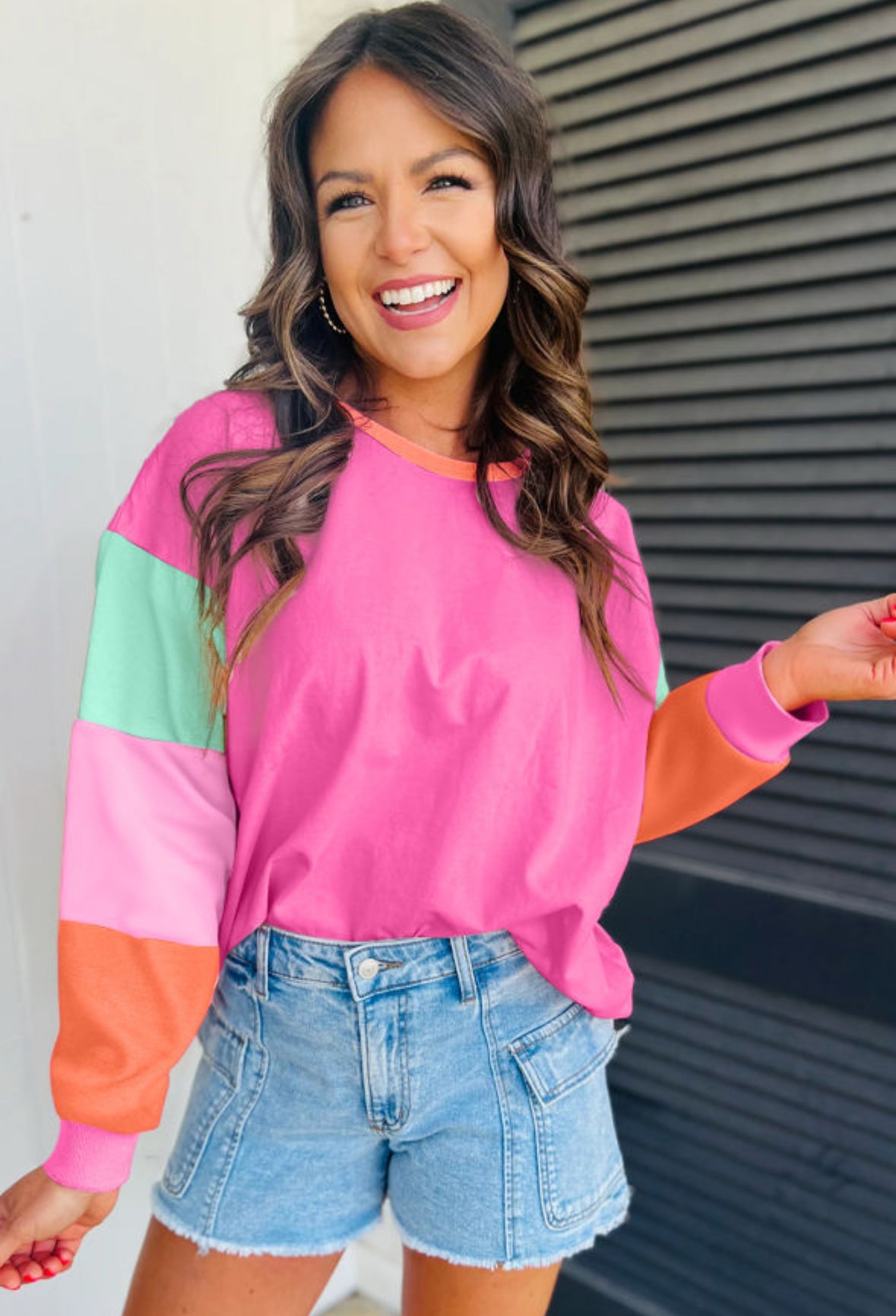 Malibu Magic - Pink Colorblock Long Sleeve