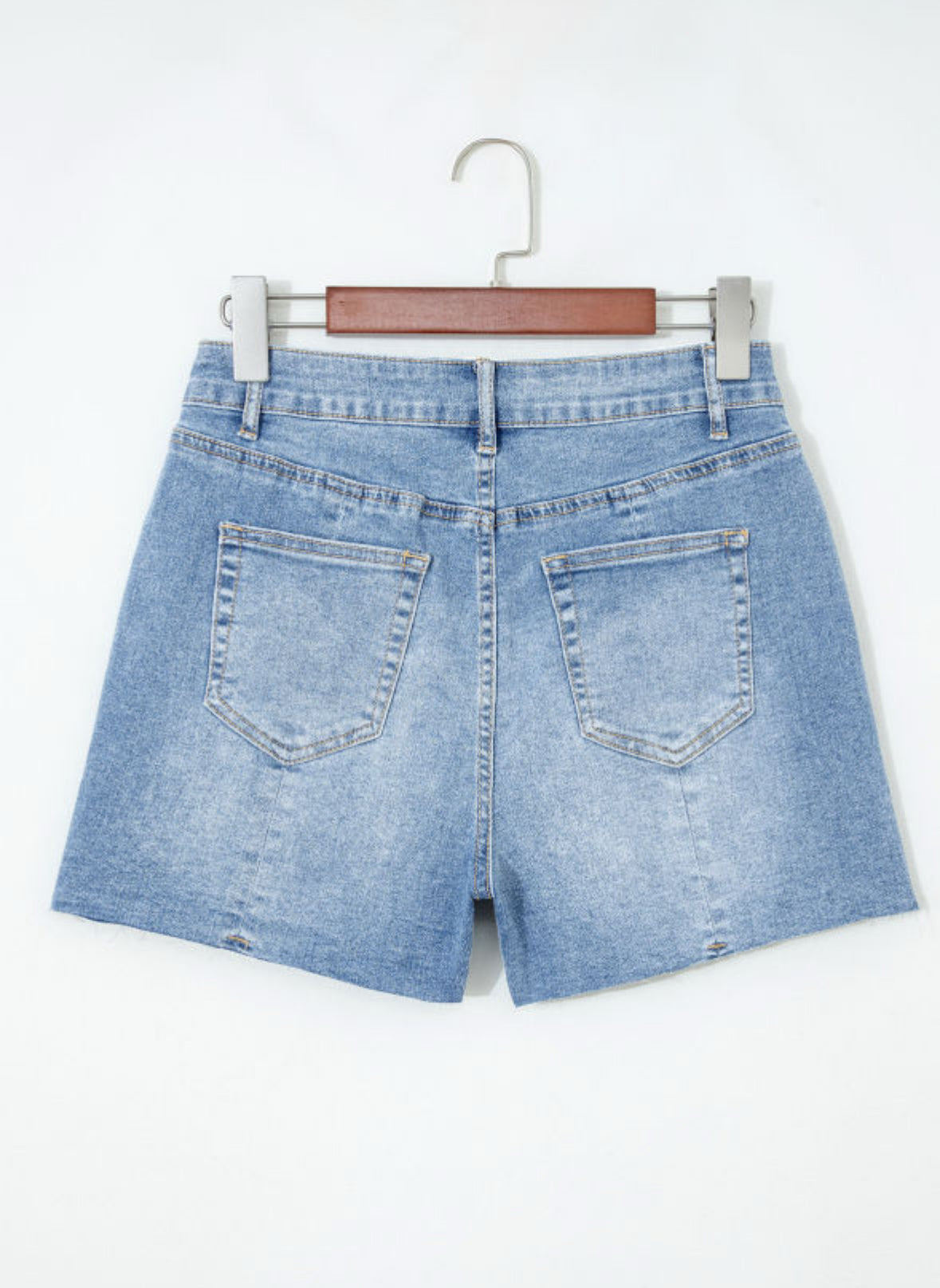Blue Jean Babe - Light Wash Raw Hem Short