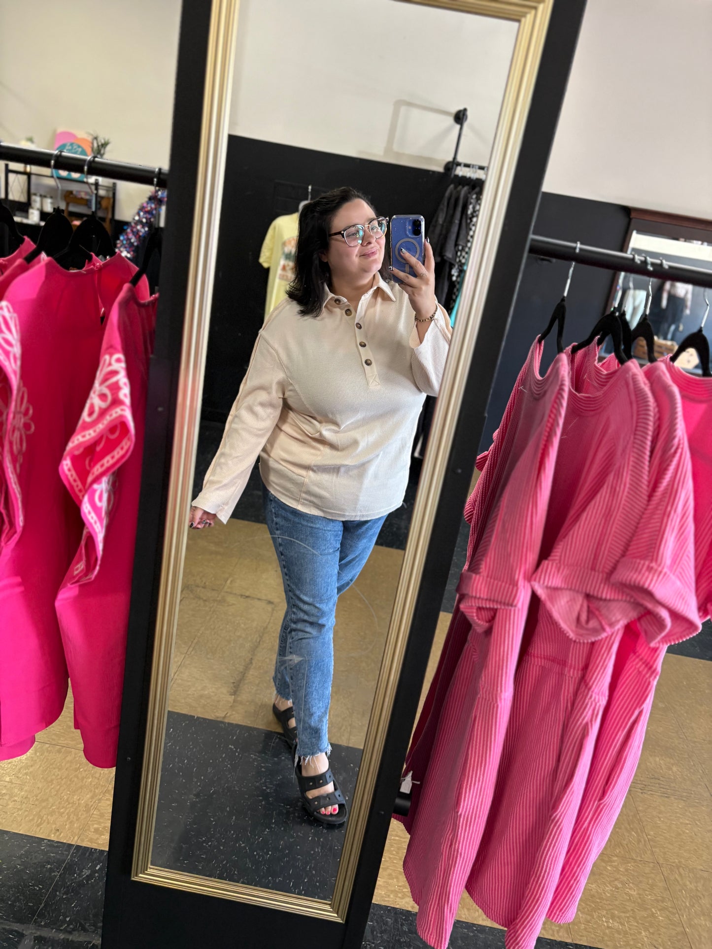 Oversized Oatmeal Pocket Top