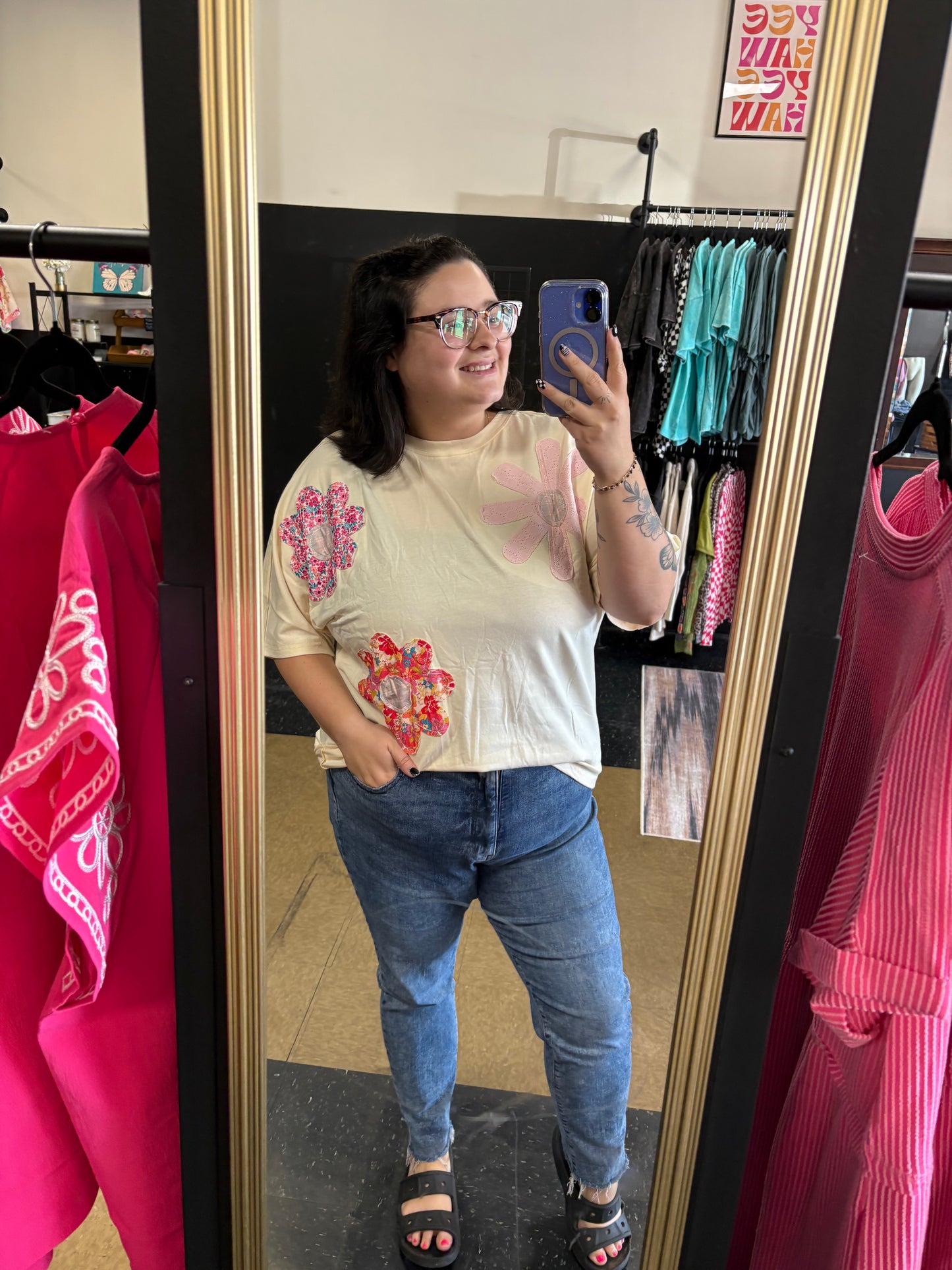 Floral Patch Top - Ivory