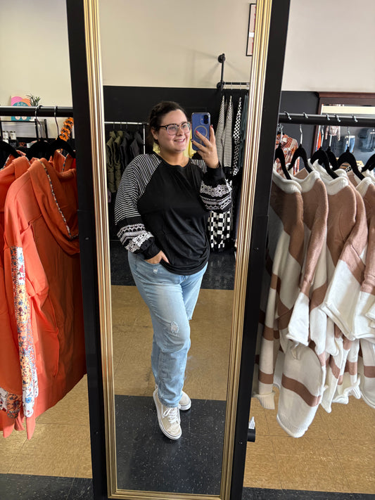 Haute Girl Vibes - Black Mixed Patterns Top