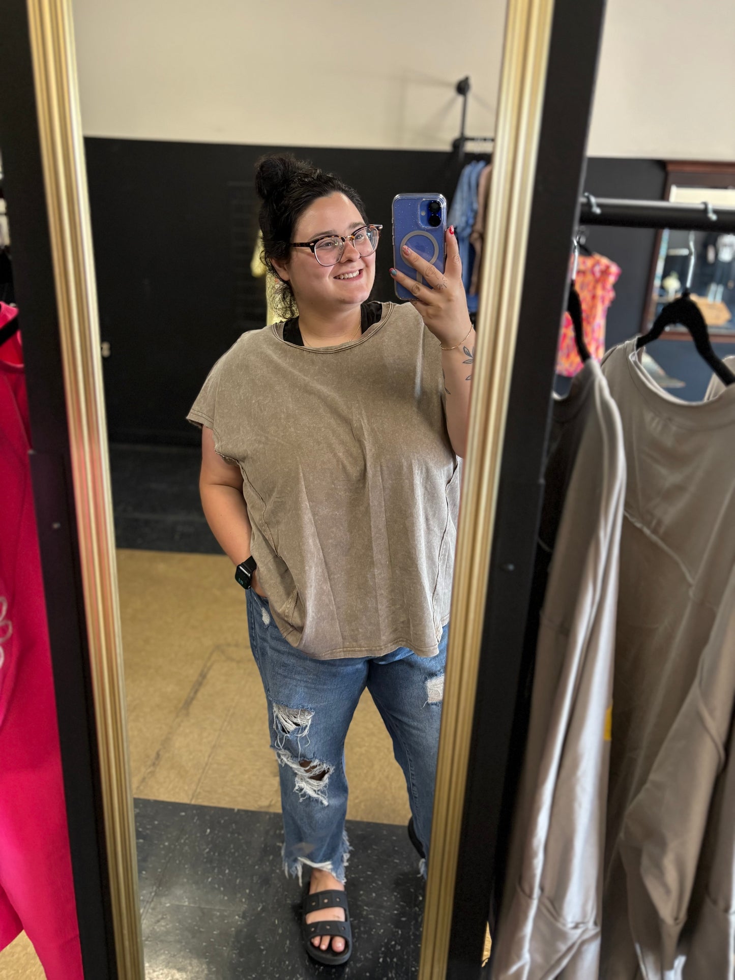 Oversized acid wash tee