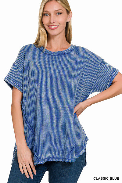 Blue Waffle Knit Tee