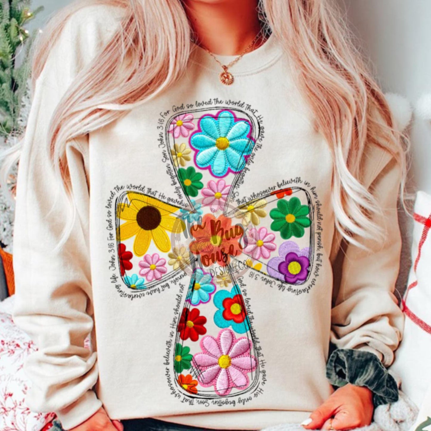 Floral Cross (Black Text)