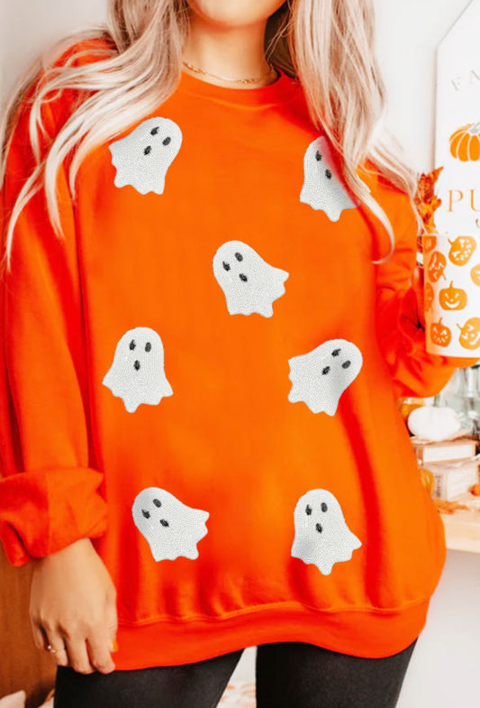 Spooky + Sparkly - sequin ghost pullover