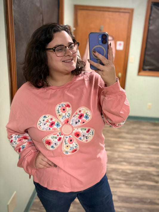 Floral Garden - mauve floral patchwork hoodie