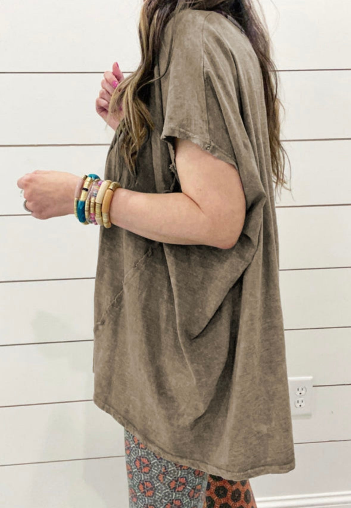 Oversized acid wash tee