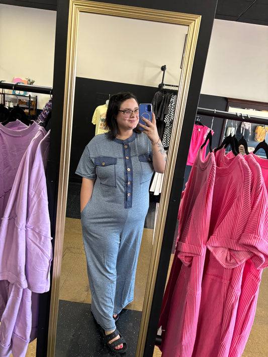 Blue Wide Leg Jumpsuit