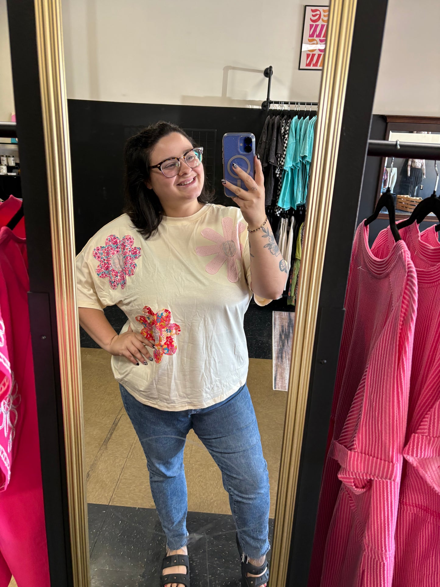 Floral Patch Top - Ivory