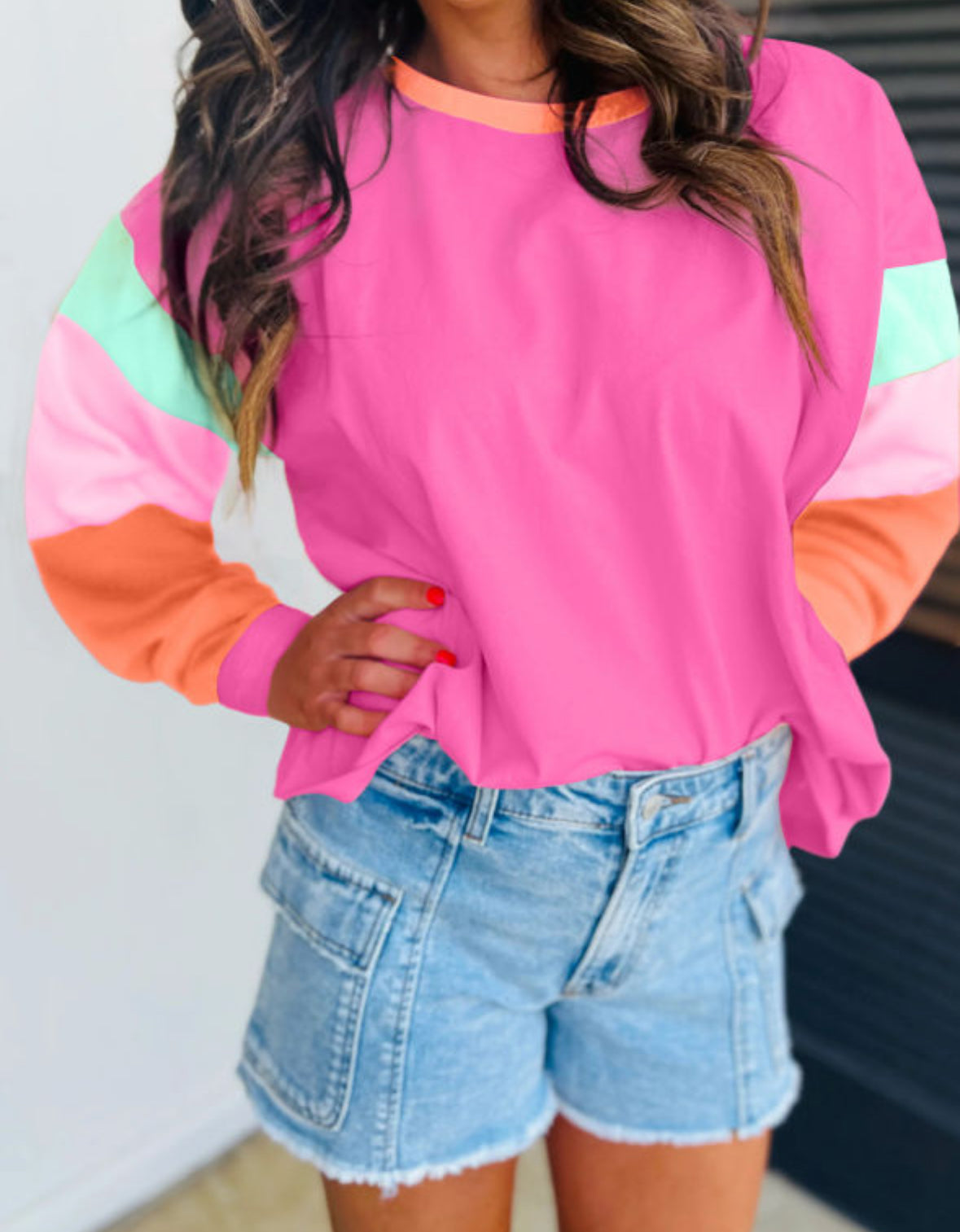 Malibu Magic - Pink Colorblock Long Sleeve