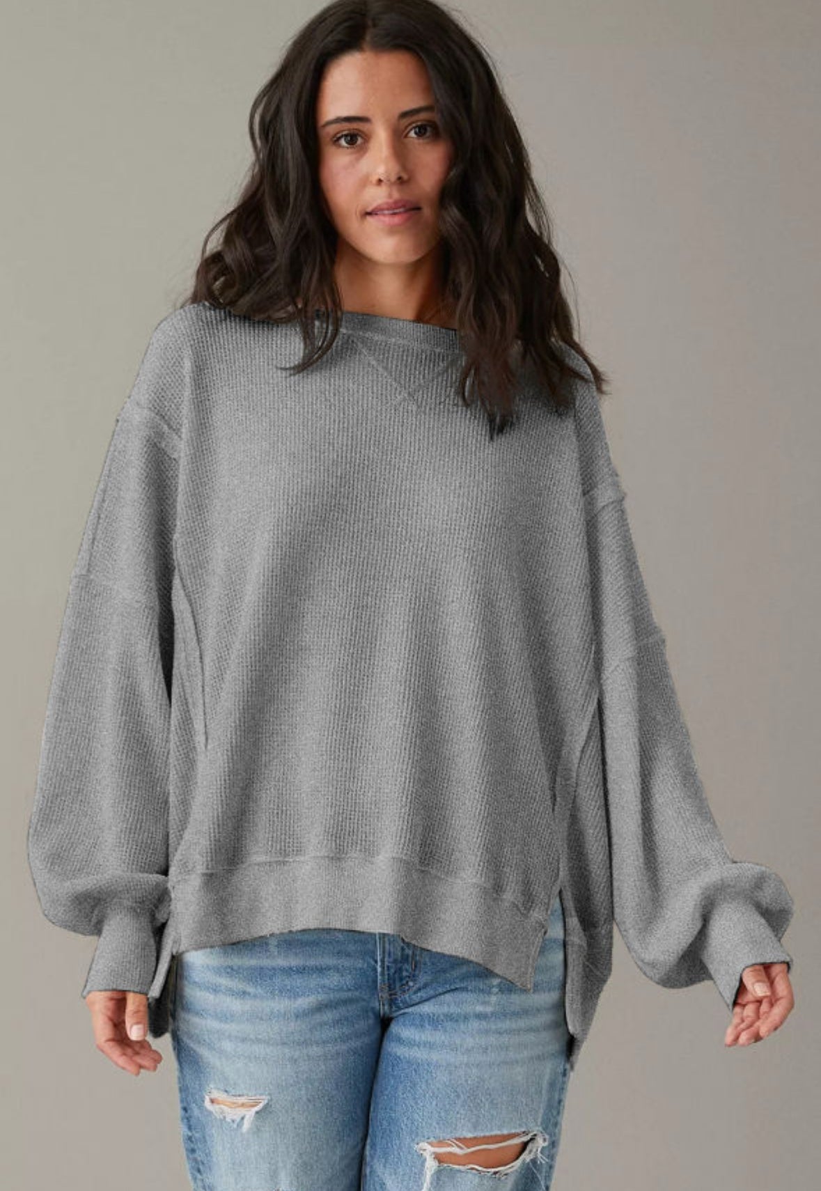 Moon Mist - grey waffle knit sweater