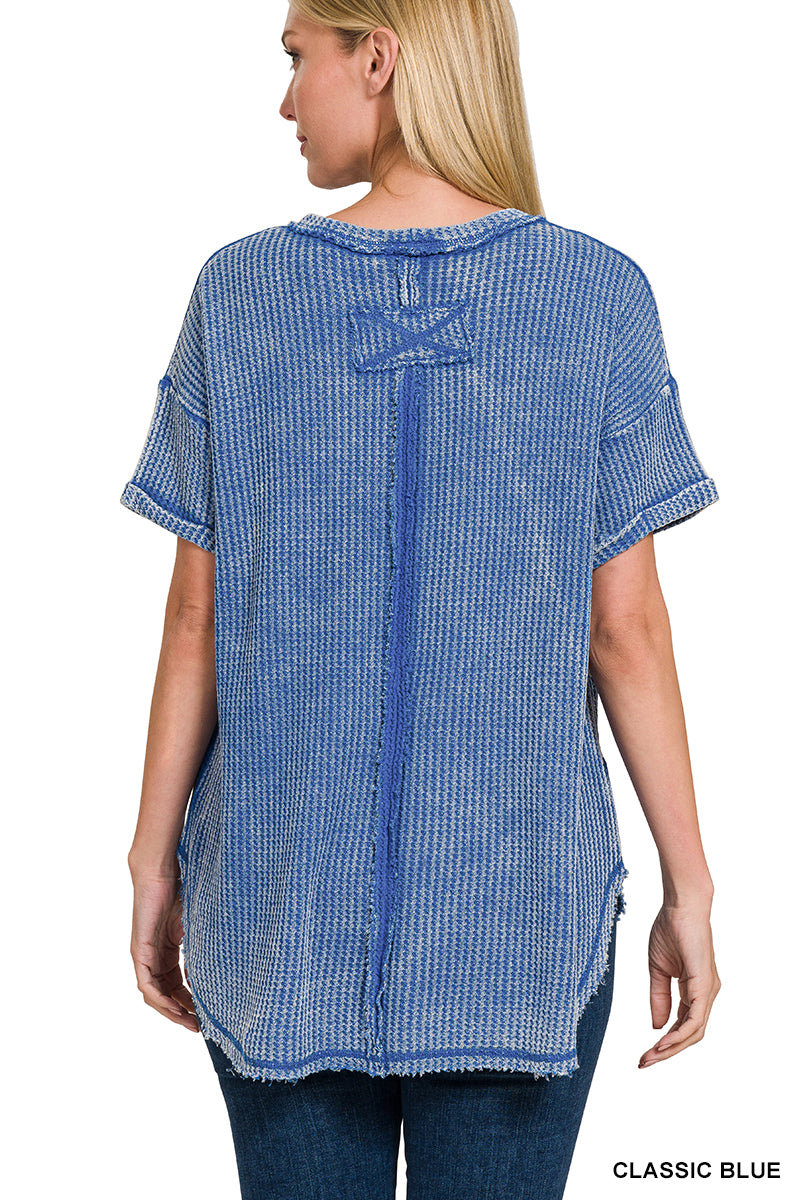 Blue Waffle Knit Tee