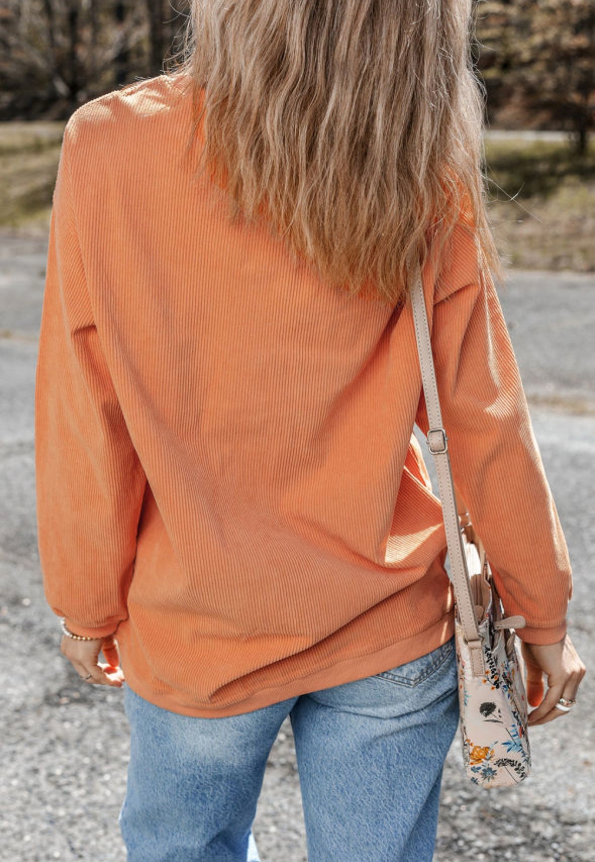 Cozy Fall Feelin` - Orange Ribbed Pullover