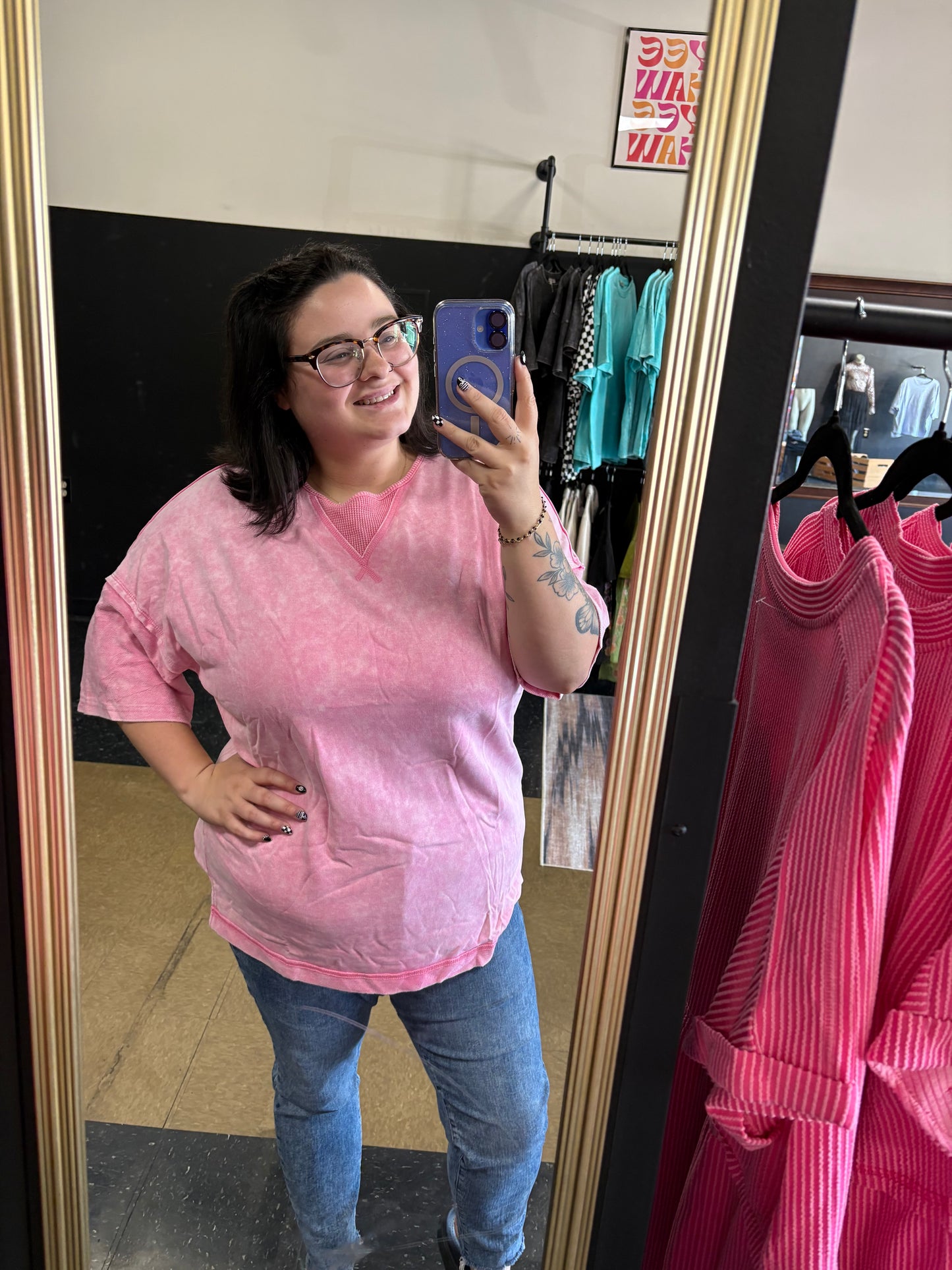 Slouchy Boyfriend Tee - Pink