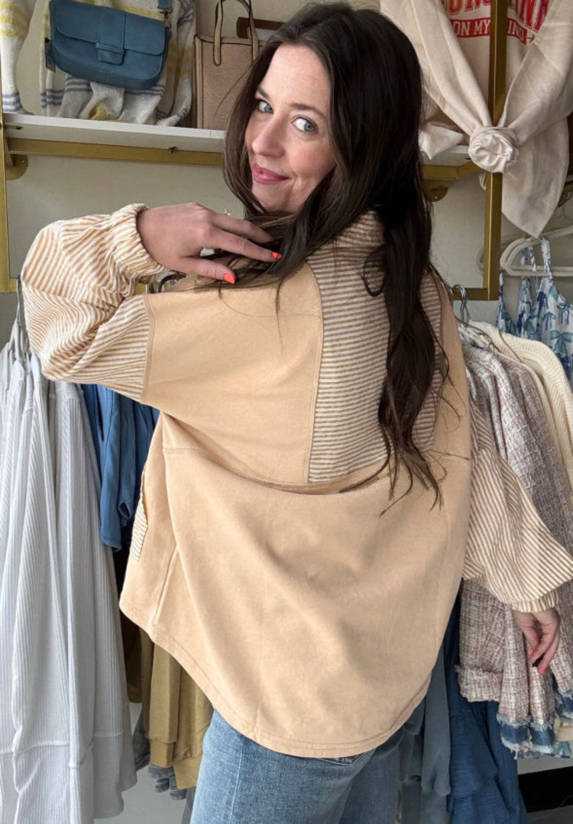 Striped Smoke Show - Quarter Zip Pullover