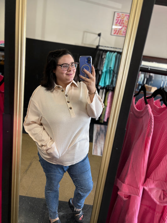 Oversized Oatmeal Pocket Top