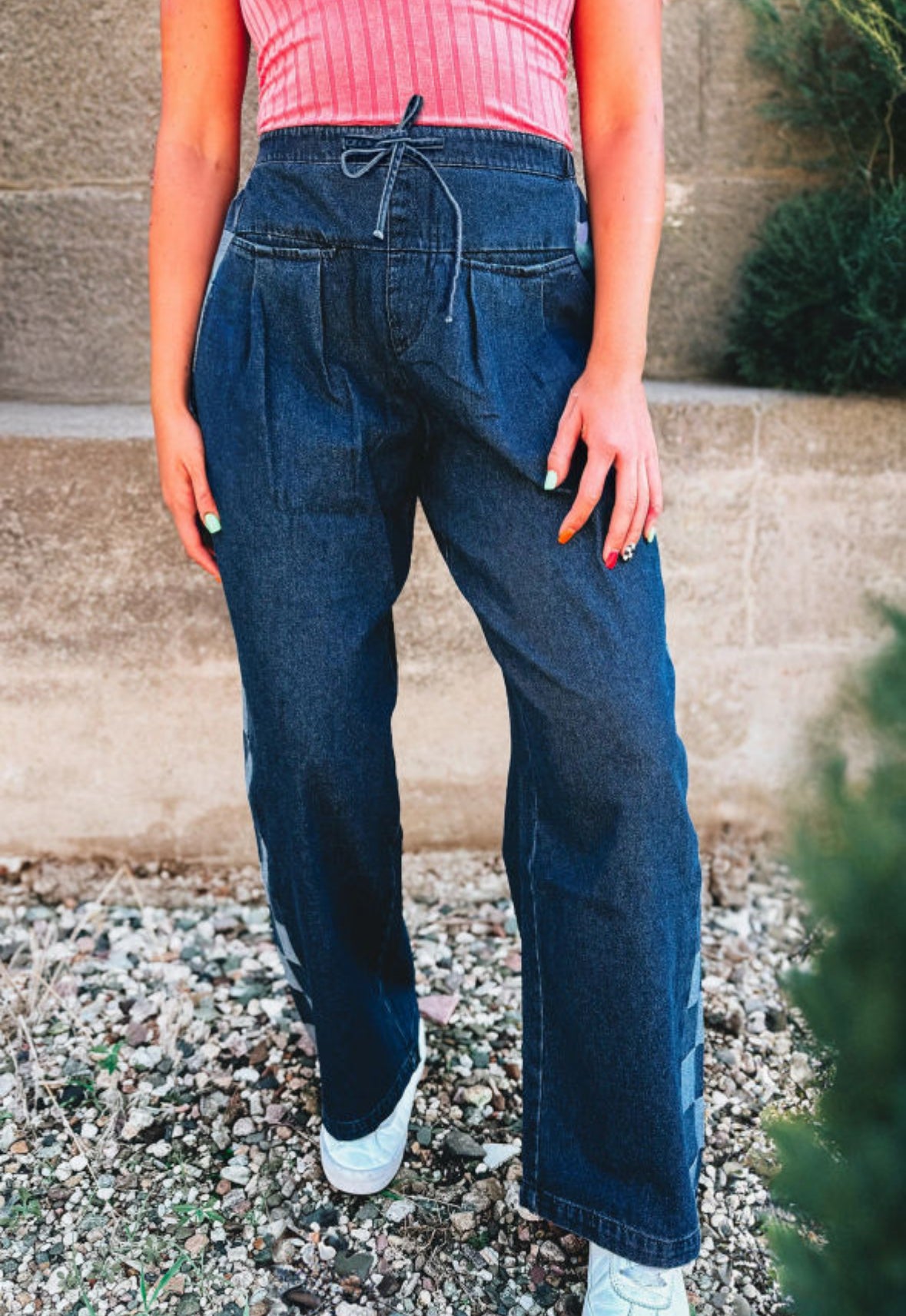 A Pop Of Chaos - blue checkered denim