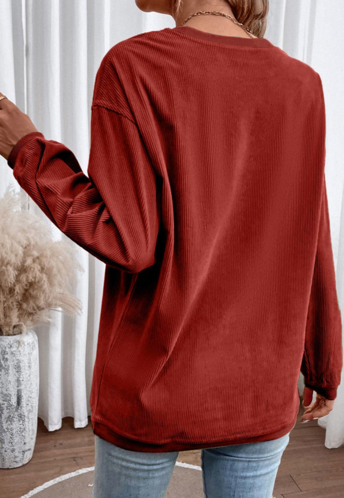 Cozy Fall Feelin` - Maroon Ribbed Pullover