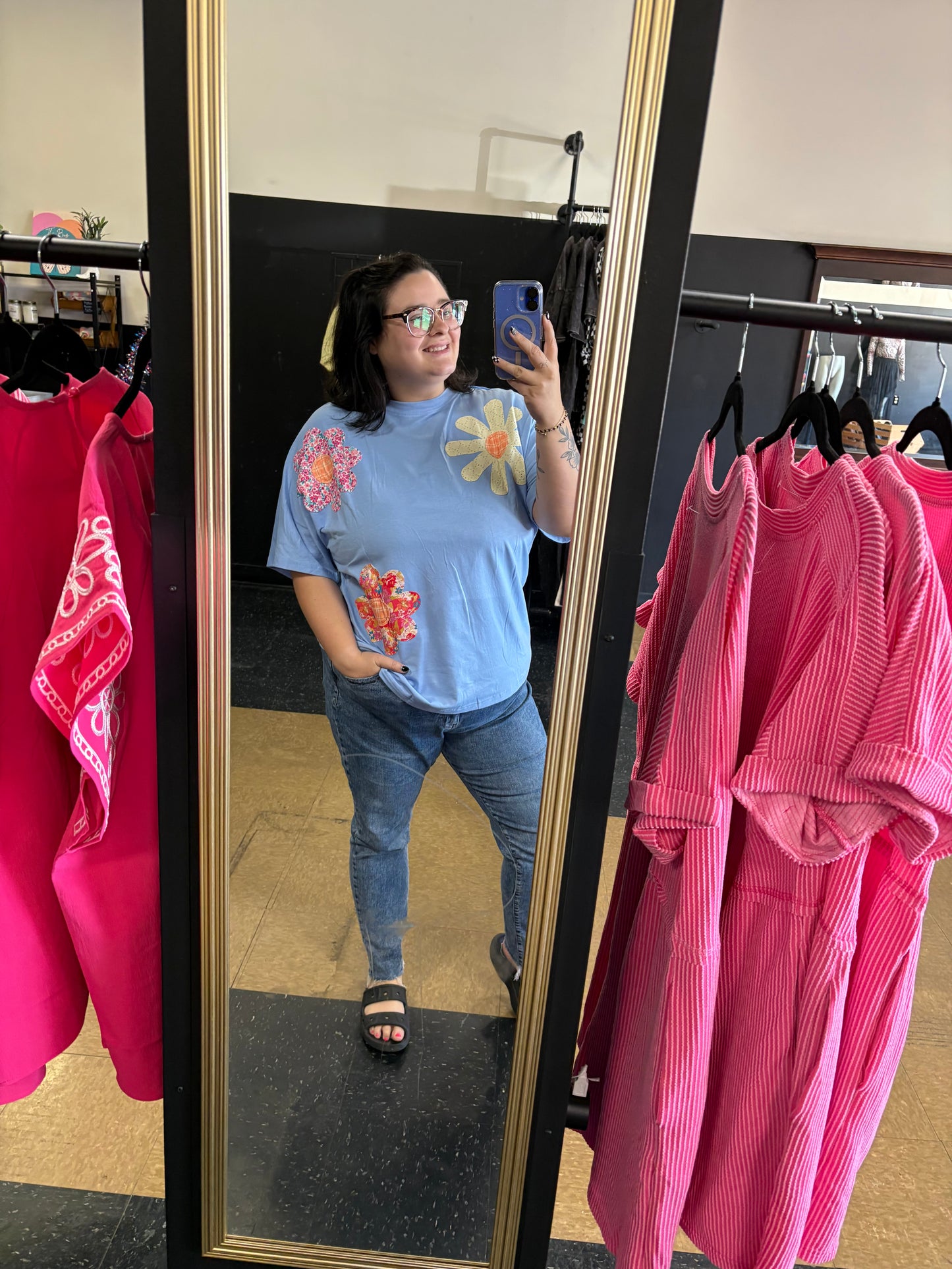 Floral Patch Top - Blue