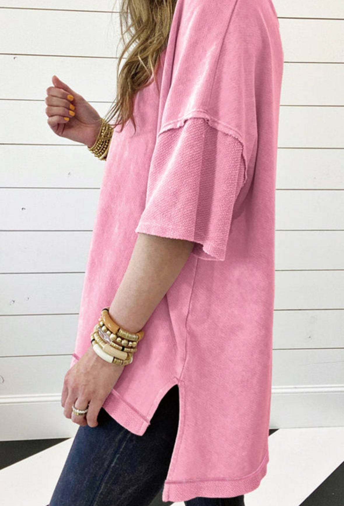 Slouchy Boyfriend Tee - Pink