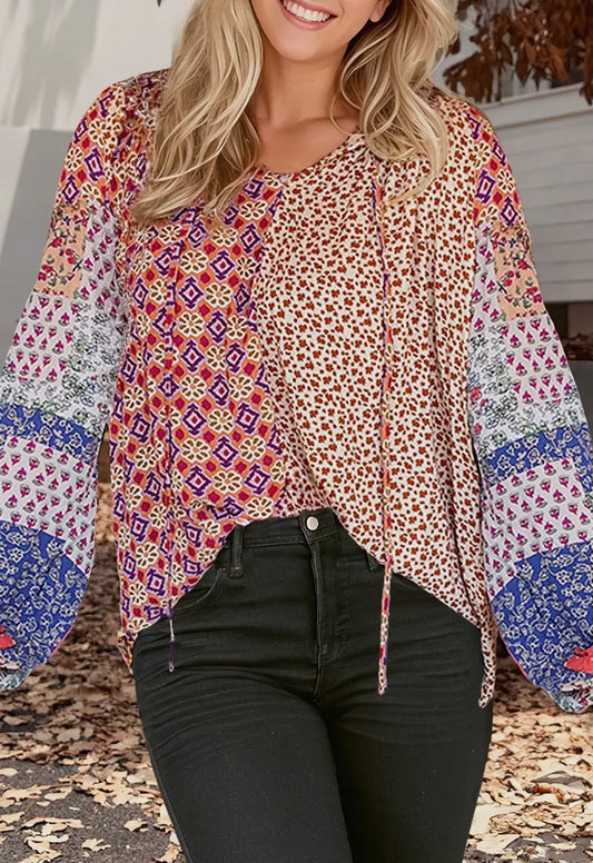 Patchwork Blouse (Standard + Plus Size)