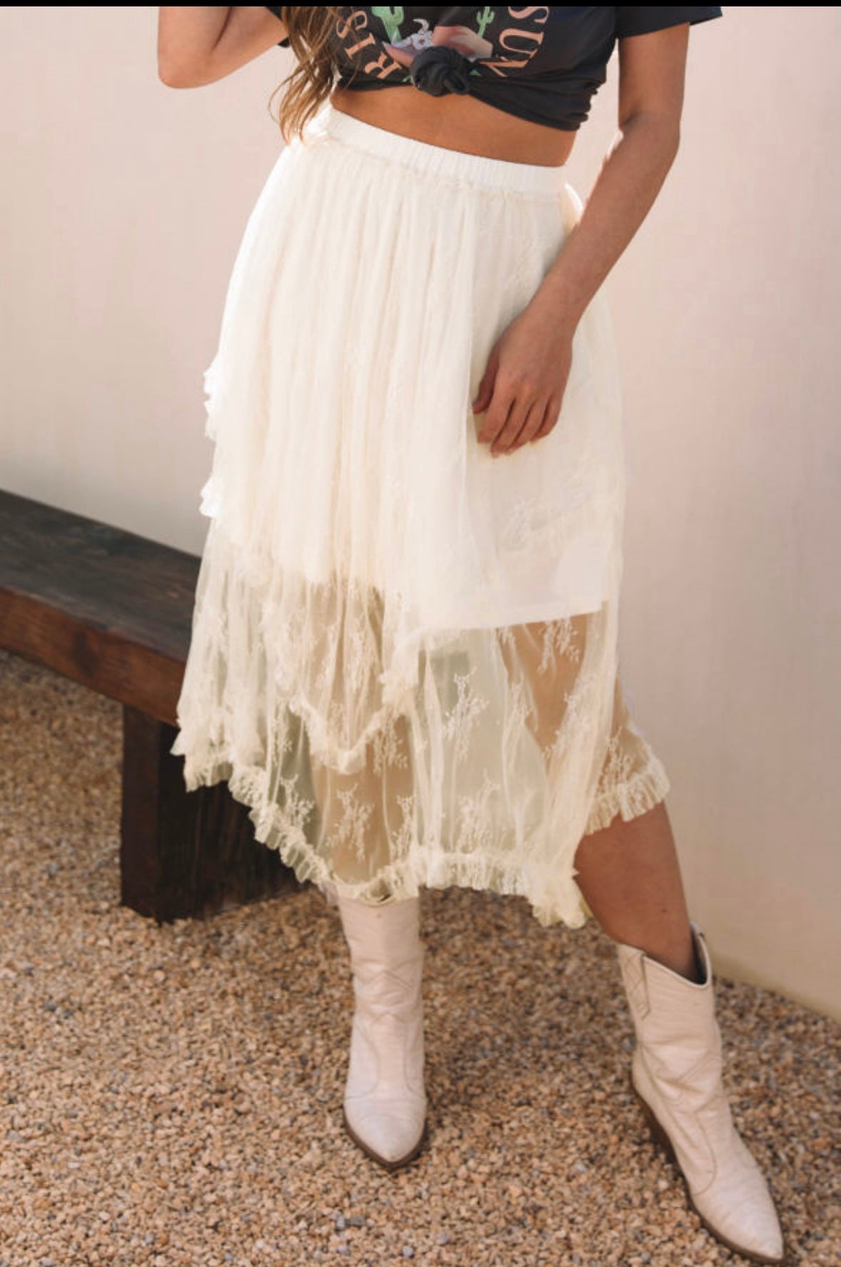 Cream Lace Skirt