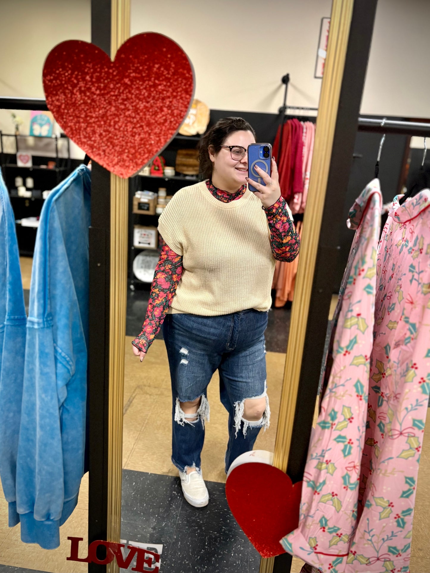 XO Vibes - floral mesh top