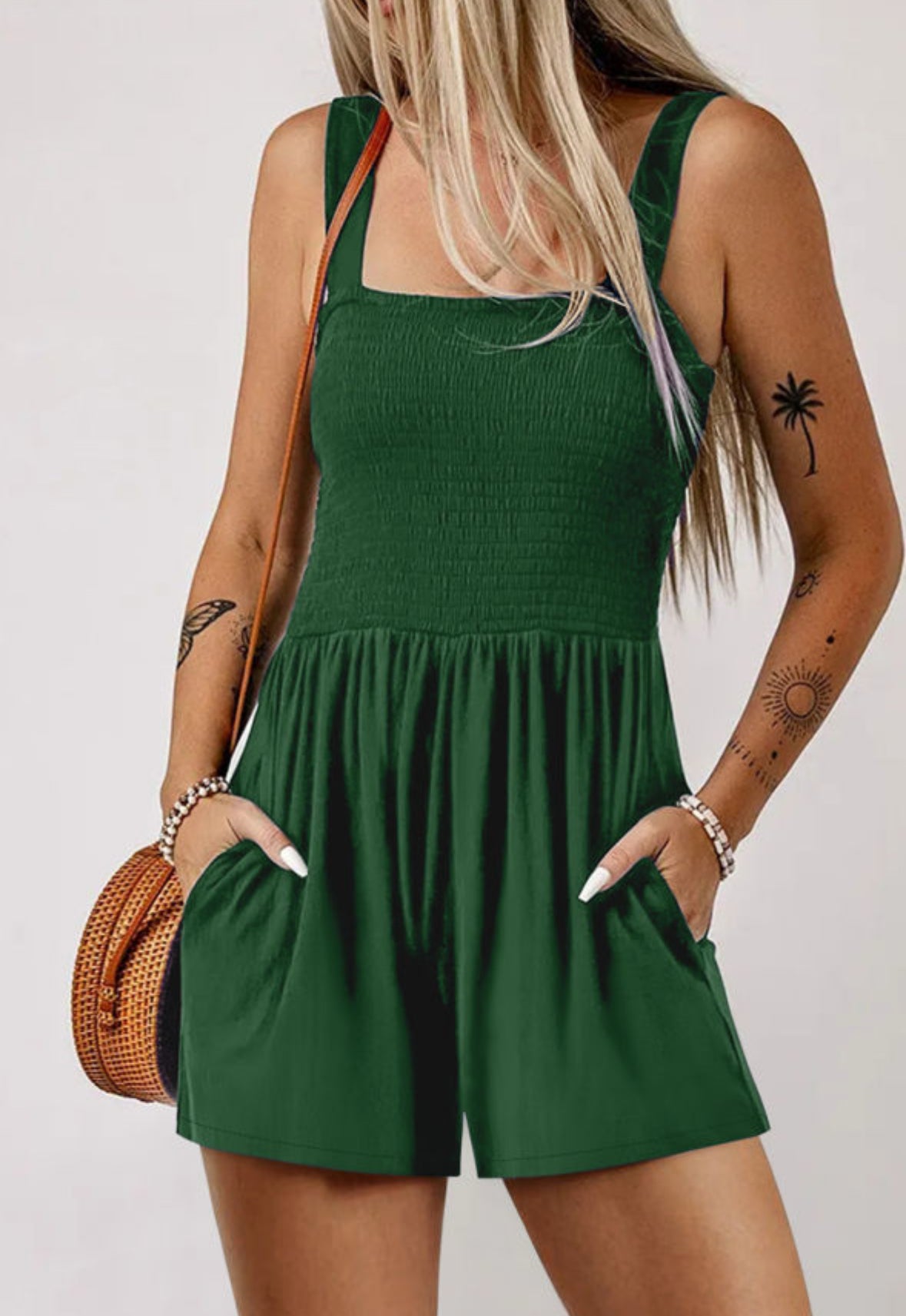 Emerald Obsession - Green smocked romper