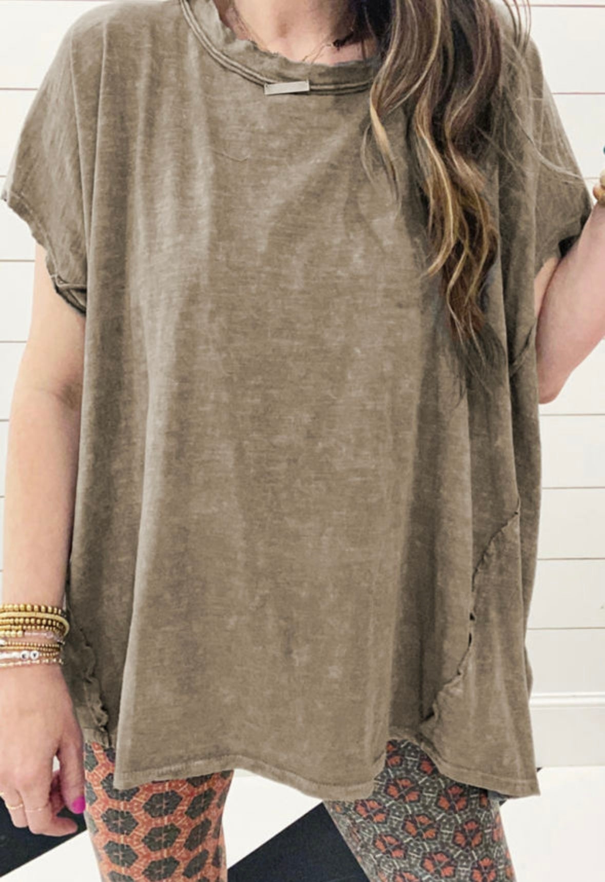 Oversized acid wash tee