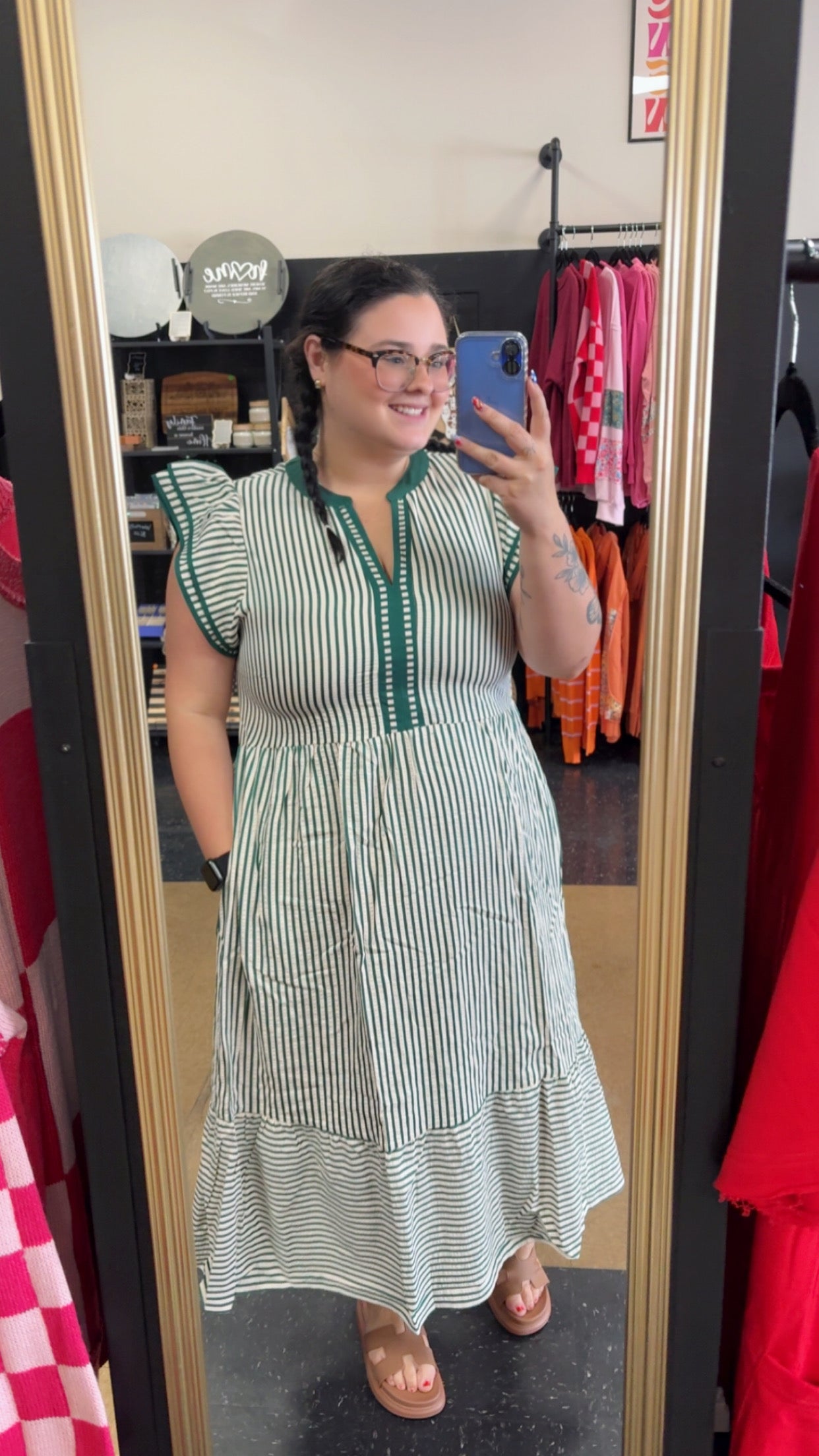 Effortlessly Trending - green stripe dress