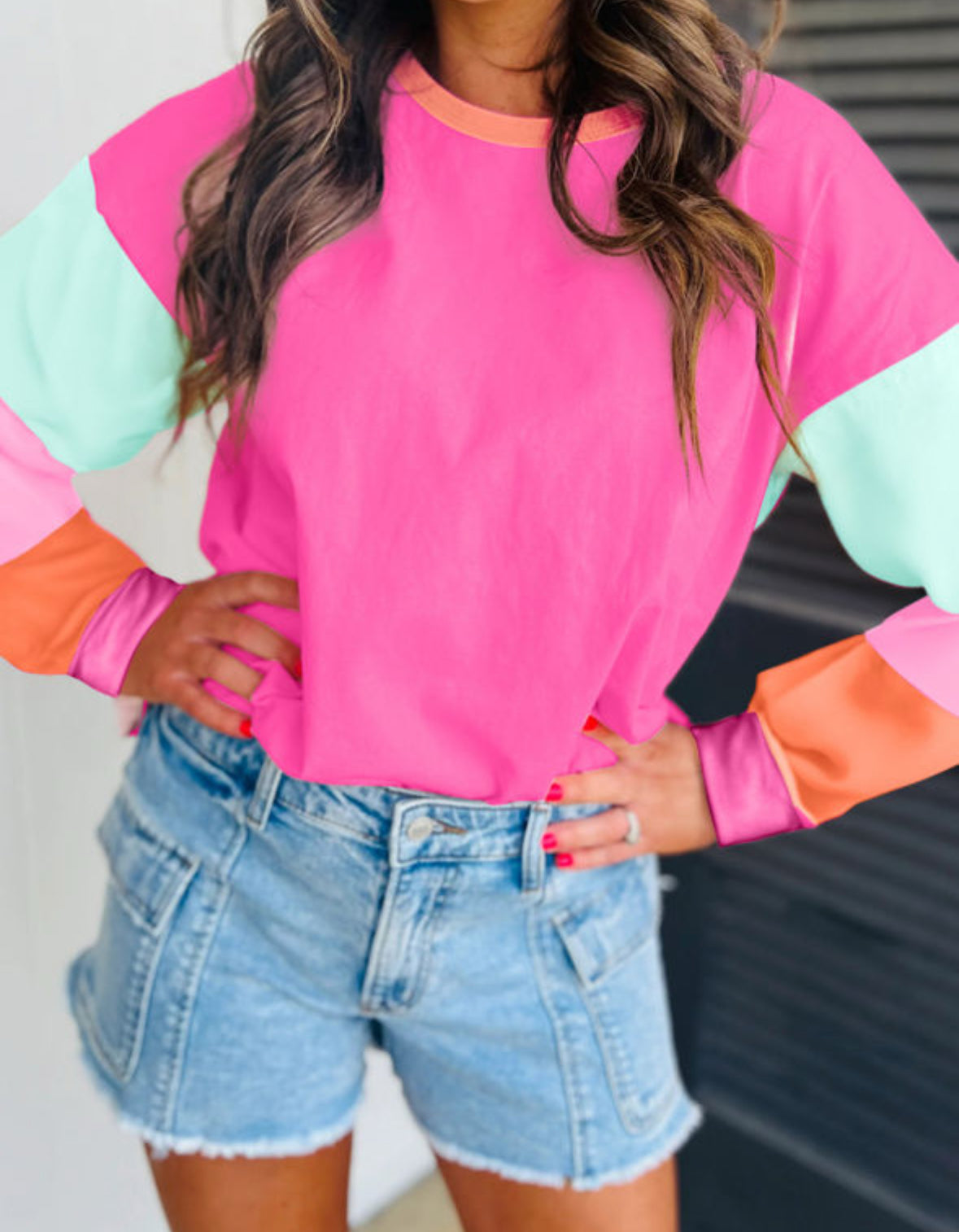 Malibu Magic - Pink Colorblock Long Sleeve