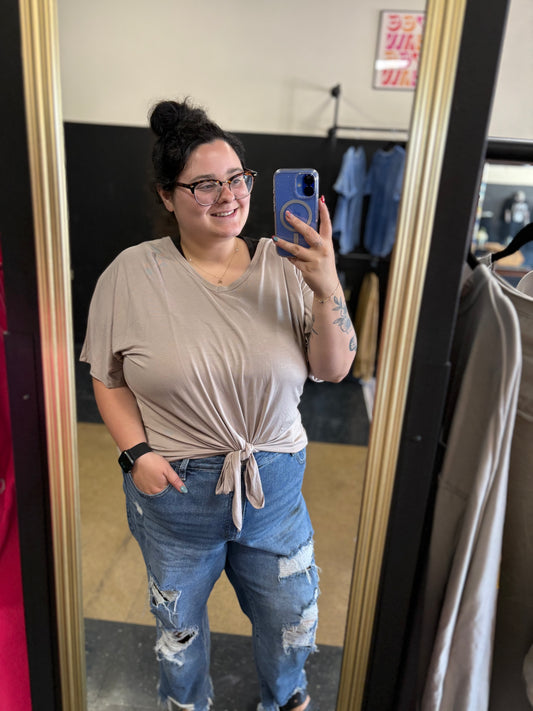 Tie Front Top Ash Mocha