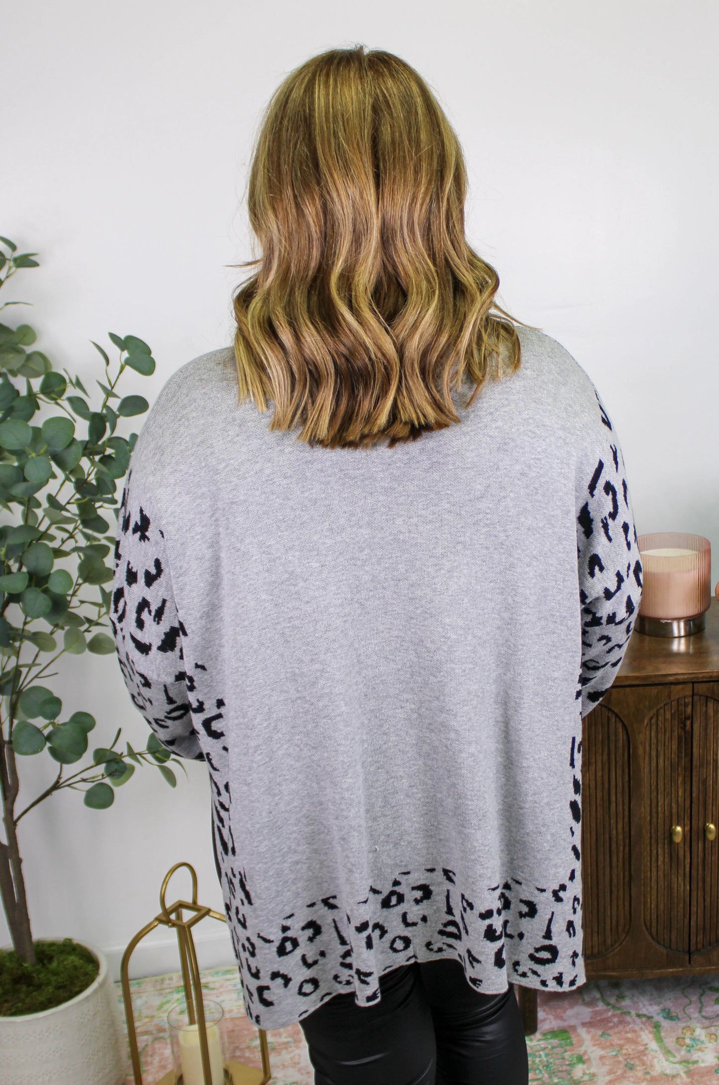 Grey Leopard Sweater - Standard + Plus Size