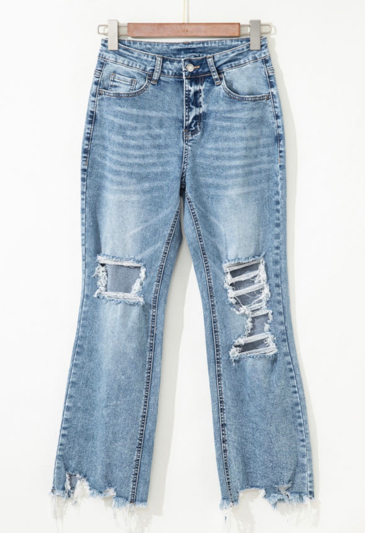 Open Knee Distressed Denim