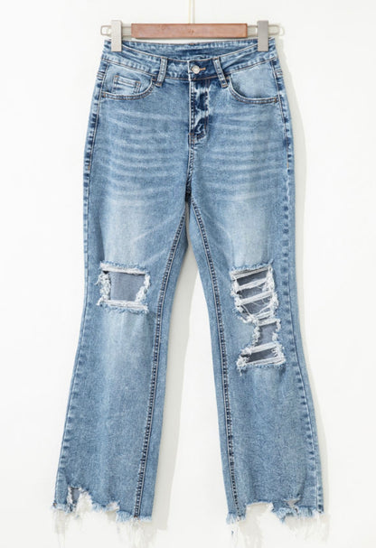 Open Knee Distressed Denim