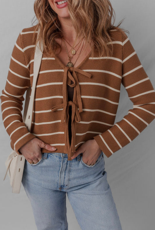 Tie front v neck sweater - Pre Order