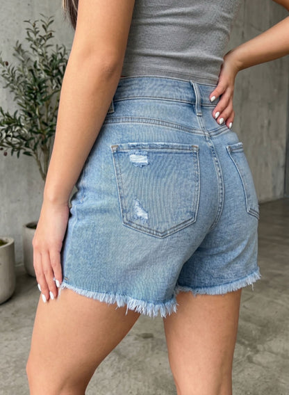 Denim Darlin’ - Light Wash Distressed Shorts