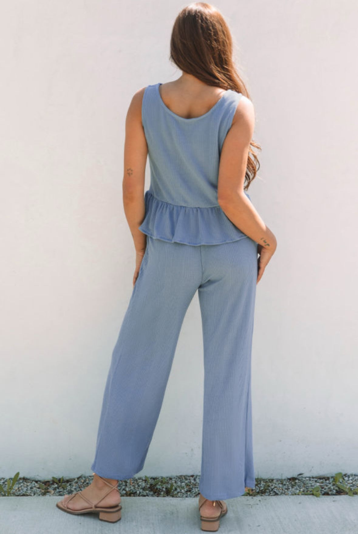 Ruffled + Ribbed - blue set