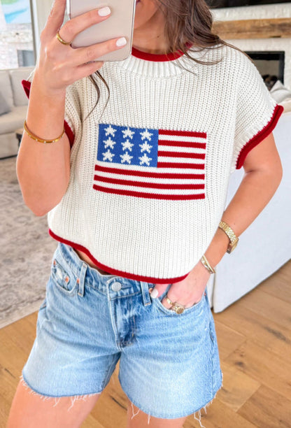 Americana Cutie - slouchy sleeveless sweater