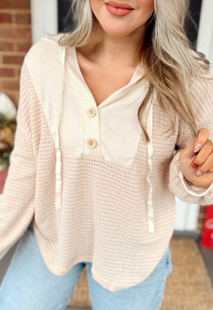 Golden Hour - Waffle Knit Hooded Top