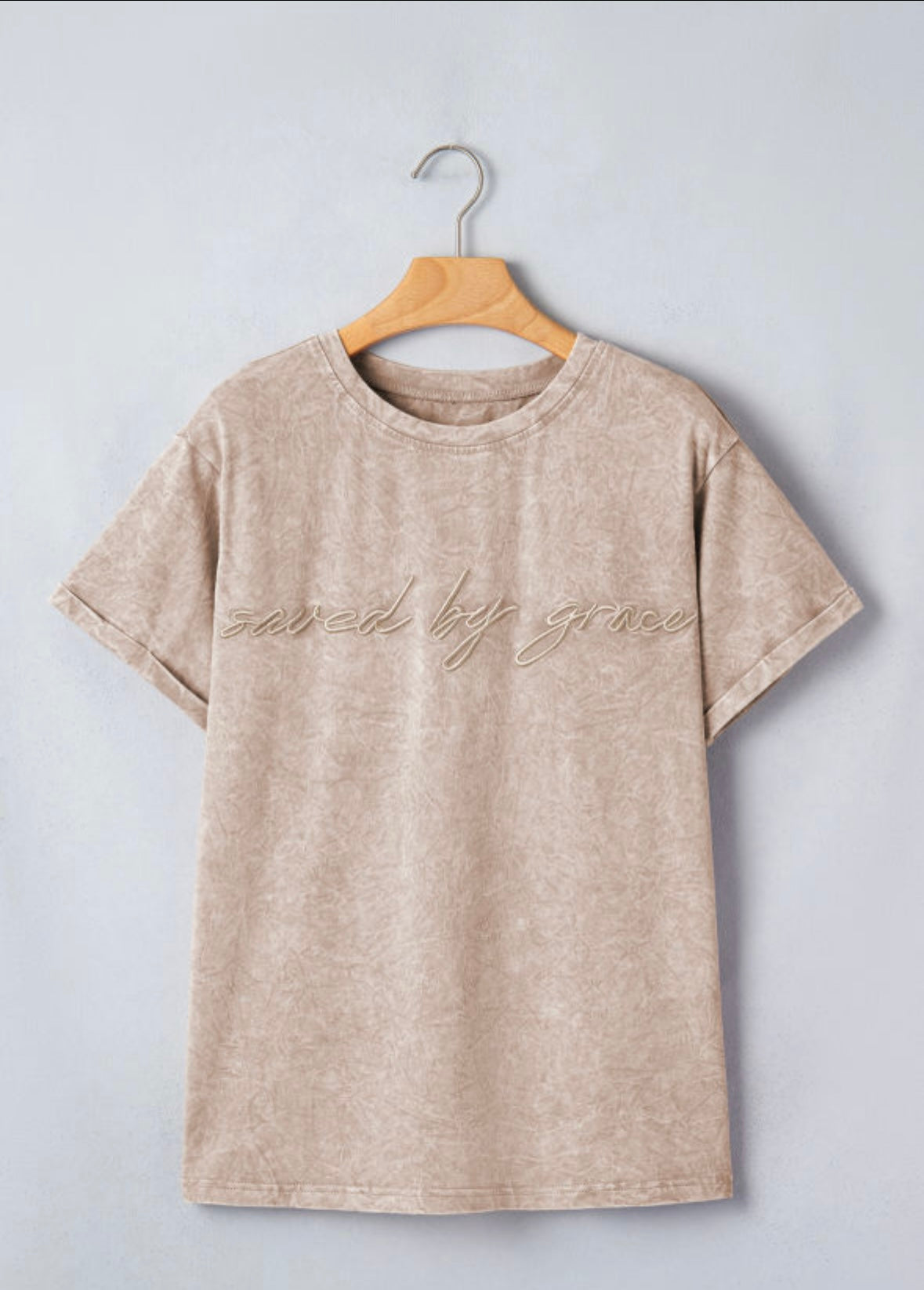 Saved - Mineral wash embroidered tee