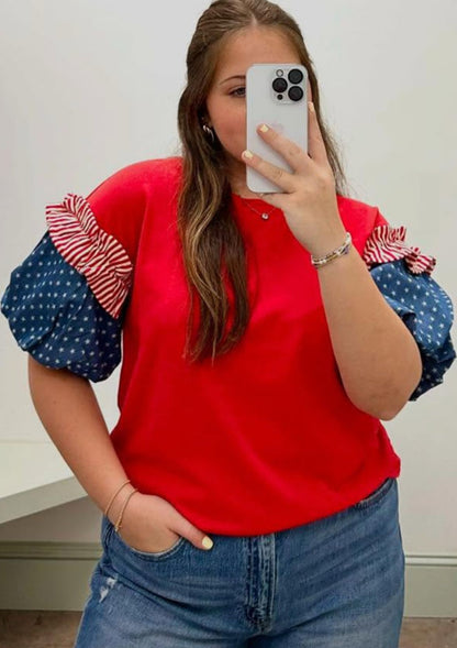 Firecracker Fun - Curvy Bubble Sleeve Top