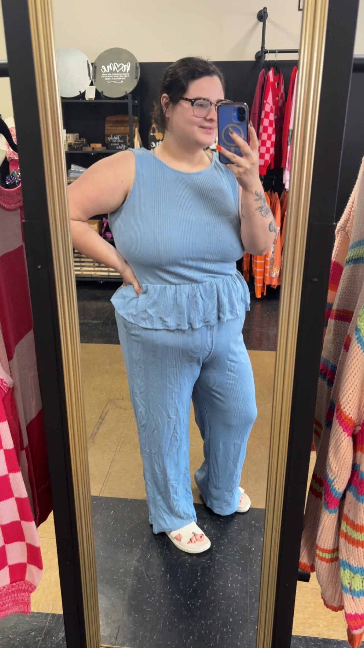Ruffled + Ribbed - blue set