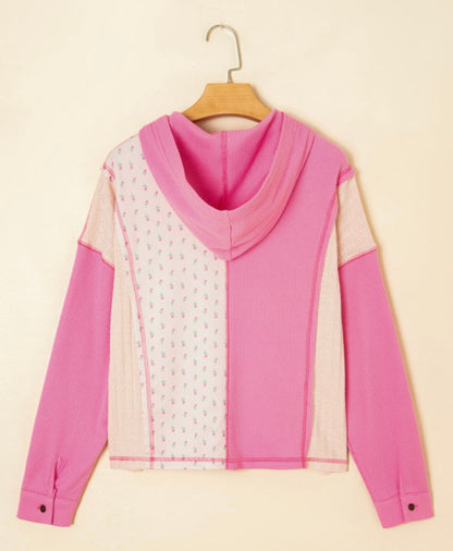 Fields of Florals - pink floral hooded top
