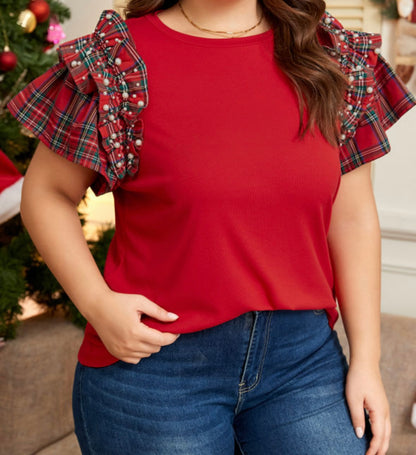 Sparkle Season Pearl Puff Sleeve Top