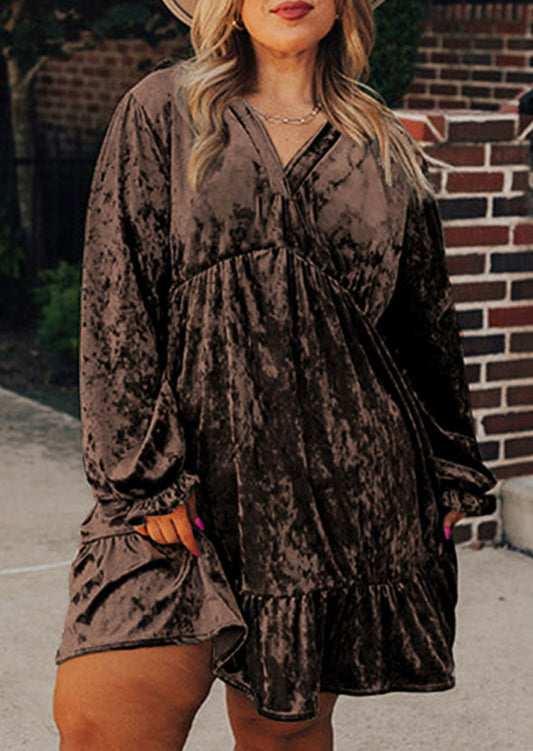 Coffee velvet plus size dress - Pre Order
