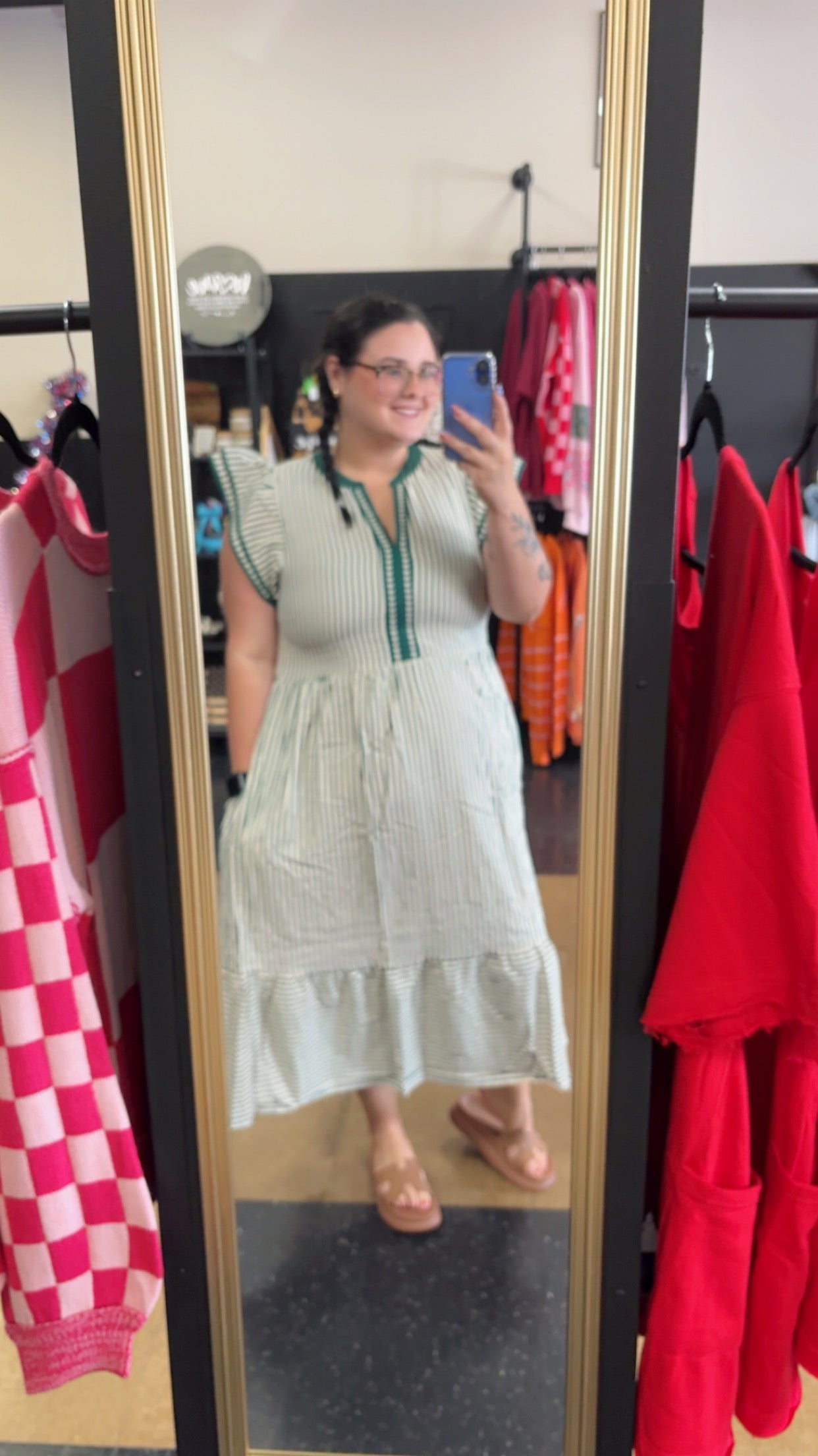 Effortlessly Trending - green stripe dress