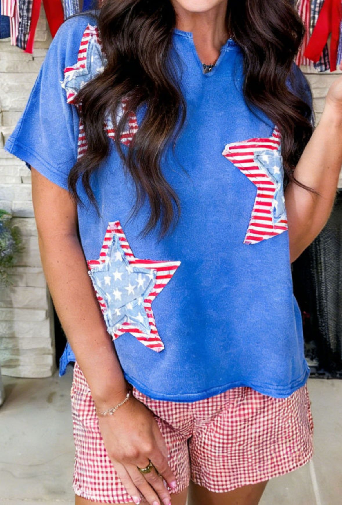Stars and Stripes Forever - patchwork mineral wash tee