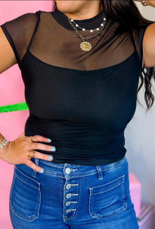 Hot Mesh - black mesh tee